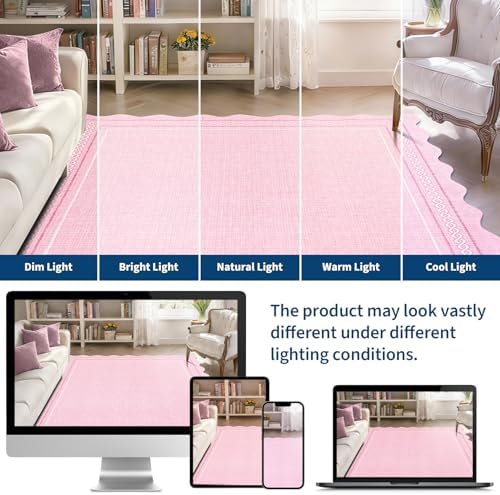GarveeHome Scalloped Washable Pink Rugs for Bedroom Grils 5x7 Non Slip - Image 5