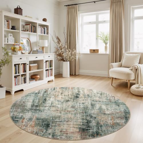 Lofus 8ft Area Rug for Living Room,Abstract Washable Rugs,Coffee/Green - Image 6
