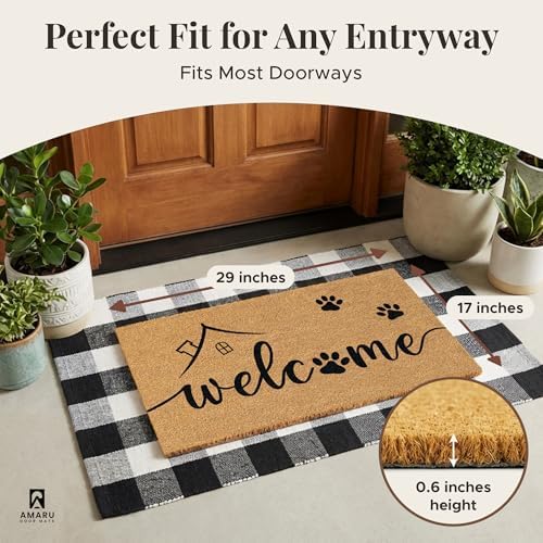 Coir Welcome Mat, Non-Slip, Welcome Paws, 17 x 29 in - Image 3