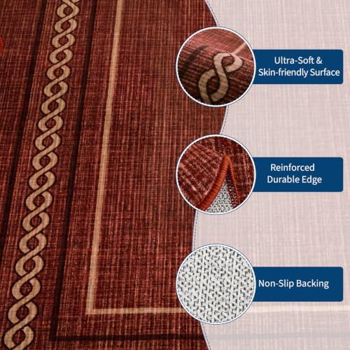 GarveeHome Scalloped Door Mat Indoor Entrance 2x3 Rug Washable Non Slip，Red - Image 6