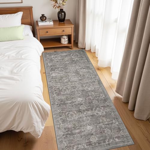 Rugxara 2x5 Washable Runner Rug for Hallway Kitchen Entryway, Taupe/Grey