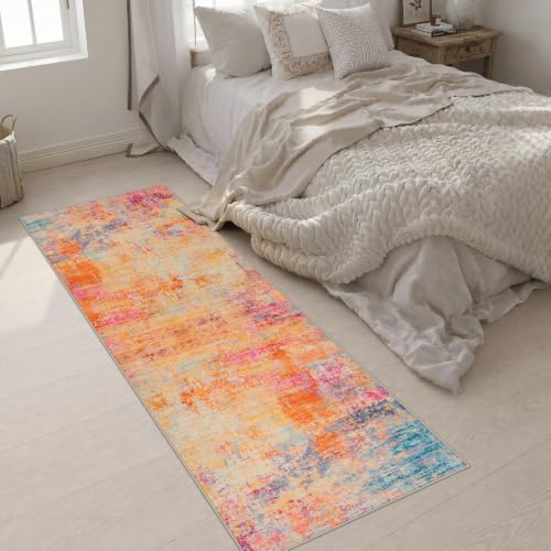 2.6x8 Washable Runner Rug：Modern Abstract Soft Carpet Galaxy Haze - Image 5