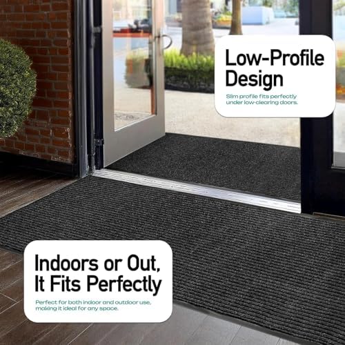 Durable Rubber Door Mat - Heavy Duty, Indoor/Outdoor, Easy Clean, Waterproof, Low-Profile Mat for Entry, Patio, Garage - Stylish (Black, 2' x3' Feet) - Image 3