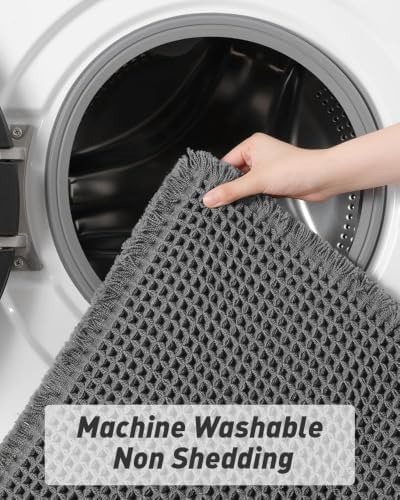 Upgraded Waffle Bath Mat Runner Absorbent Non Slip Bathroom Mat, 2' x 5' - Image 5
