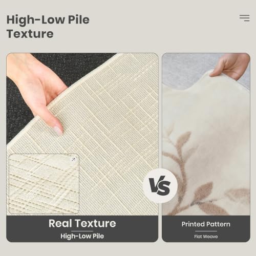 Valenrug 3x5 Rug, High-Low Pile Washable Entryway Rug for Bedroom Ivory - Image 6