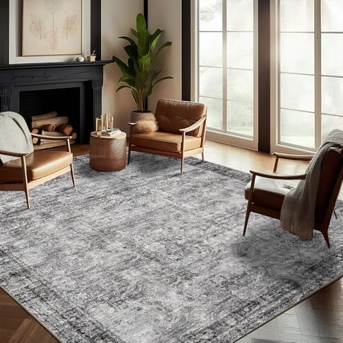 CHAMPLANT Washable Area Rug 8'x10' Retro Boho Design Non-Shedding Non-Slip Easy Care Ideal for High Traffic Areas in Living Room Bedroom Office Coffee Table Kitchen Large Carpet by CHAMPLANT