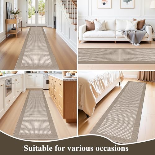Ileading Beige Runner Rugs for Hallway 2'x8' Non Slip Farmhouse Long Kitchen Floor Mats with Rubber Backing Absorbable Throw Rugs Machine Washable Indoor Decor Carpet for Corridor Petmat Entryway - Image 7