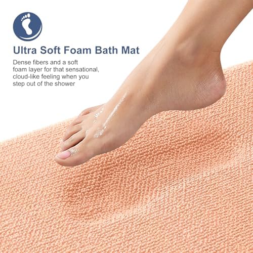 OLANLY Thick Memory Foam Bathroom Rugs 30x20, Absorbent Bath Mat, Peach - Image 2