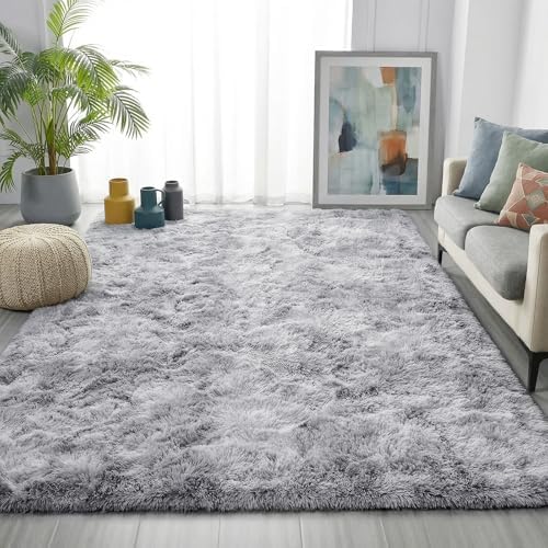 Abstract Shaggy Washable Area Rug 4x6 Plush Soft Fluffy Fuzzy Retro Carpet by PAGISOFE
