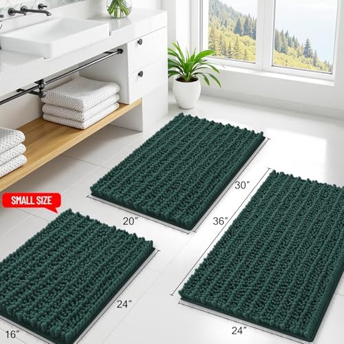 Smiry Bathroom Rugs 24X16, Extra Soft Rubber Backing Chenille Bath Mats - Image 2