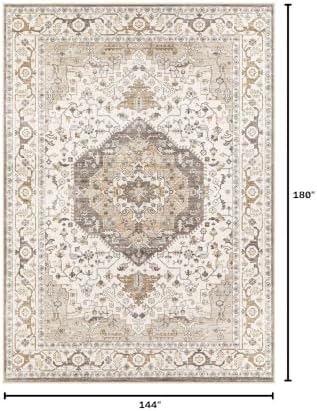 12x15 Area Rugs for Living Room - Large Carpet Ultra Thin Soft Washable Oriental Vintage Floral Distressed Big Indoor Carpets for Bedroom Nursery Dorm Home Decor Aesthetic - Camel/Beige - Image 2