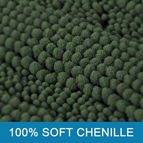 H.VERSAILTEX Bathroom Rugs Bath Rug Set 2 Piece Bathroom Contour Rug Toilet Mat Sets Non Slip Contour Bath Rug Ultra Thick Water Absorbent Striped Bath Mats(36" x 24" Plus 20" x 24" U, Bronze Green) - Image 3