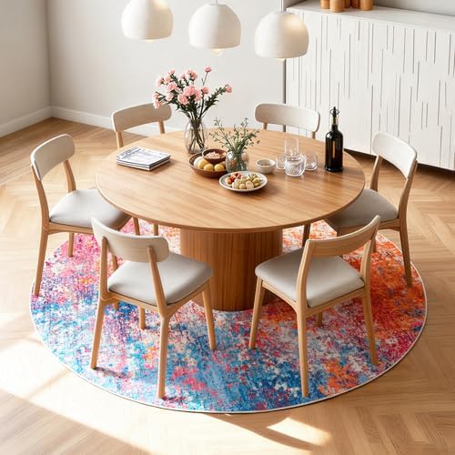 Rugflix Round Area Rugs 4Ft for Living Room, Washable Colorful Circle Rug - Image 2