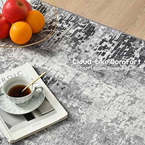 Entryway Rug 3x6 Grey Bedroom Area Rug Washable Non Slip Abstract Boho Rugs for Indoor Entry, Kitchen, Classroom, Bathroom, Kids Girls Room, Office, College Dorm Small Carpet - Image 6