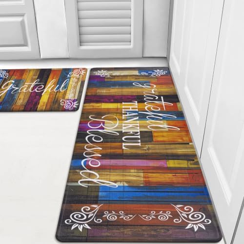 HEBE Anti Fatigue Kitchen Mat Set of 2, Cushioned Kitchen Mats for Floor by HEBE