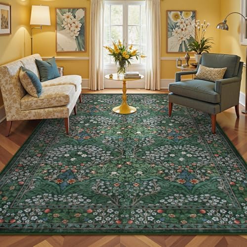 Lahome Floral 9x12 Area Rugs for Living Room, Soft Bedroom Washable Rugs by Lahome