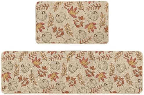 Artoid Mode Pumpkins Fall Kitchen Mats Set of 2-17x29+17x59 by ArtoidMode