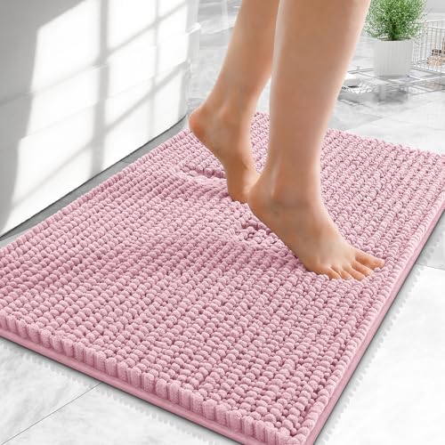 OLANLY Thick Chenille Small Bathroom Rugs Mats 24x16, Dusty Rose by OLANLY