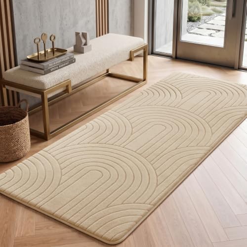 Sour Lemon 2x6 Runner Rug for Hallways Non Slip, Bedroom Modern Rugs Beige by SourLemon