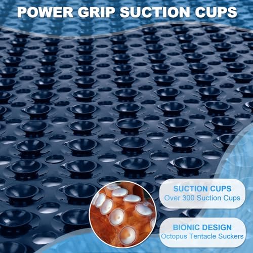 Bathtub and Shower Mats, 40x16 Inch Extra Large Non Slip Soft Bath Tub Mat with Suction Cups and Drain Holes for Bathroom Floor and Keep Tubs Clean, Machine Washable, Navy Blue - Image 3
