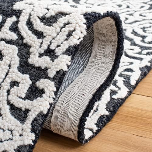 SAFAVIEH Blossom Collection Accent Rug - 4' x 6', Black & Ivory, Handmade Wool, Ideal for High Traffic Areas in Entryway, Living Room, Bedroom (BLM112Z) - Image 6