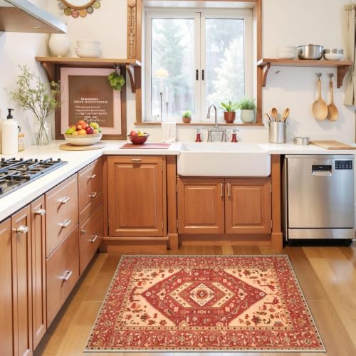 SERISSA 2x3 Washable Non Slip Boho Small Area Rug for Entryway，Red - Image 6