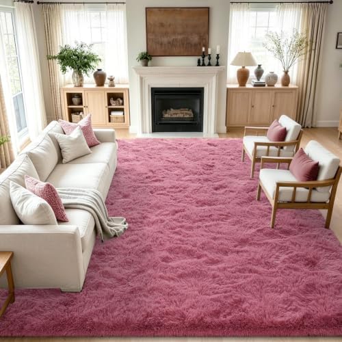 8x10 Extra Large Blush Fluffy Soft Area Rug Non-Slip for Kids Bedroom by ModernHomeDecor