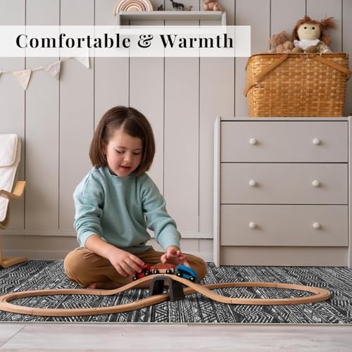 Ksrau 3x10 Runner Rug Washable Moroccan: Non Slip Hallway Floor Mat Black - Image 3