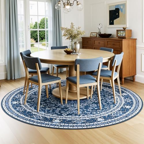 Lessymo 4FT Washable Round Area Rugs for Living Room, Non Slip Circle Rugs - Image 3