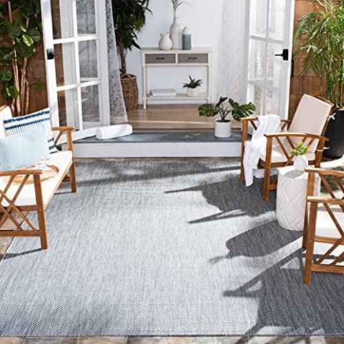 SAFAVIEH Courtyard Outdoor Square Rug 10', Modern Grey & Navy CY8022-36812 by Unknown
