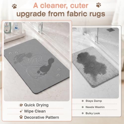 AWW Stone Bath Mat, Diatomaceous Earth, Swan Pattern, Grey - Image 6