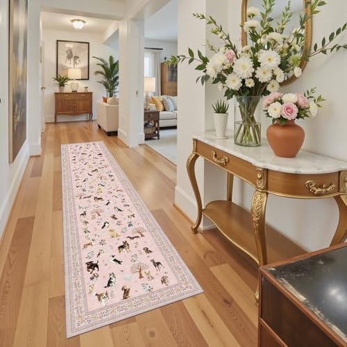 Pink Floral Hallway Runner Rug 2x10 for Kitchen Bathroom - Image 3