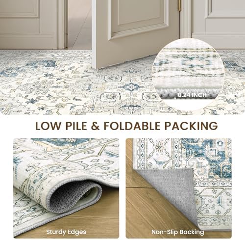 befbee Washable Area Rug 8x10, Stain Resistant Neutral Rugs for Living Room - Image 3