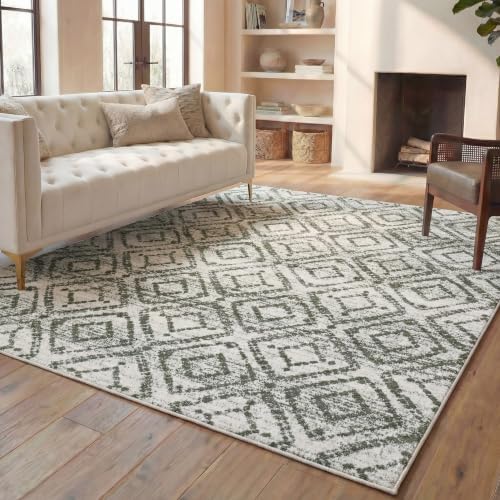 SAFAVIEH Area Rug 8x10 - Adirondack Collection - Large - Ivory & Dark Green, Geometric Trellis Pattern, Non-Shedding & Easy Cleaning, Ideal for Living Room, Bedroom, Office, Dining Space (ADR131W) - Image 5