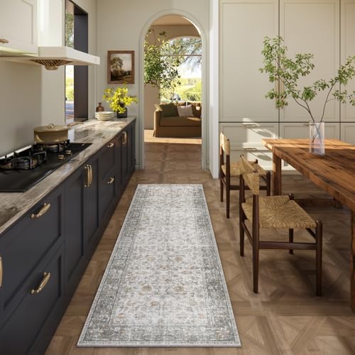 Washable Kitchen Rug Runners for Hallways: 2'6"x8' Bedroom Rug Non Slip Low-Pile Stain Resistant Soft Indoor Floor Carpet Runner for Indoor Entryway Hallways Kitchen Laundry Room Beside Farmhouse - Image 2