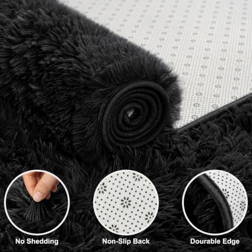 10X14 Large Shag Area Rugs for Living Room Bedroom,Big Soft Black Fluffy Rug for Bedroom Dorm,Indoor Carpet Plush Rugs for Living Room Home Decor,Black - Image 5