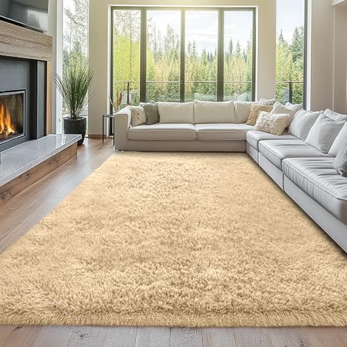 Topmaxcs Area Rug 10x14 Living Room - Beige Large Shag Area Rug by TOPMAXCS