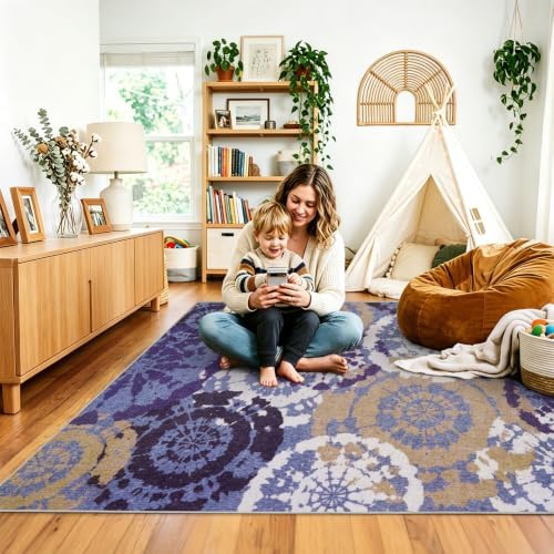 Boho 4x6 Area Rugs for Bedroom, Washable Non-Slip Modern Abstract Rug - Image 2