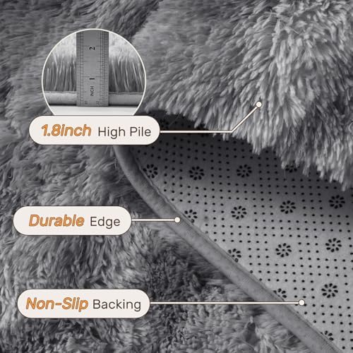 4x6 Feet Area Rugs for Bedroom, Zebra Grey Plush Fluffy Shaggy Living Room Rugs Non-Slip, Ultra Soft Carpet for Nursery Kids PlayRoom Dorm Office Indoor - Image 4