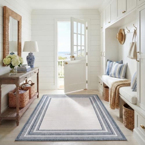SAFAVIEH Courtyard Outdoor Area Rug 6'7"x9'6", Ivory & Teal CY8475-53512 by Unknown