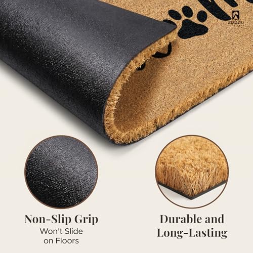 Coir Welcome Mat, Non-Slip, Welcome Paws, 17 x 29 in - Image 6