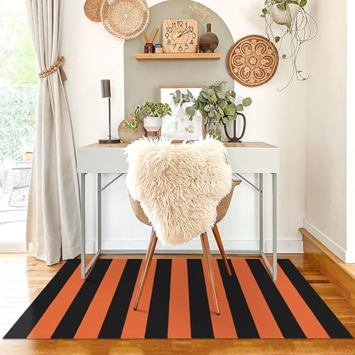 KILOCOCO 3x5 ft Fall Orange Rugs Woven Striped Halloween Front Door Mat - Image 5