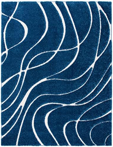 SAFAVIEH Florida Shag Collection Area Rug - 9'6" x 13', Navy & Ivory, Non-Shedding & Easy Cleaning, Plush Thick Pile, Ideal for Living Room, Bedroom, Dining Space (SG471-6512) - Image 2