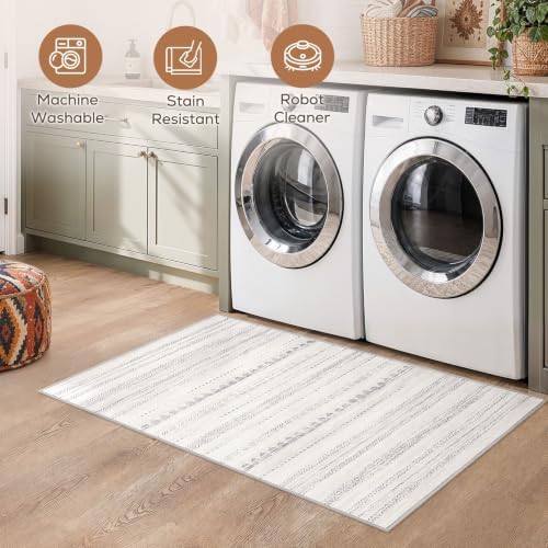 Nakagishi Boho 3x5 Area Rug Living Room Rugs Machine Washable Gray - Image 4