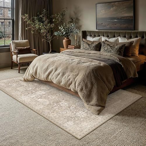 HUGEAR Area Rugs 5x8 Beige Vintage Rug for Living Room - Image 2