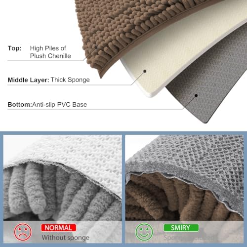 Smiry Bathroom Rugs 24X16, Luxury Chenille Extra Soft Absorbent Bath Mat - Image 5