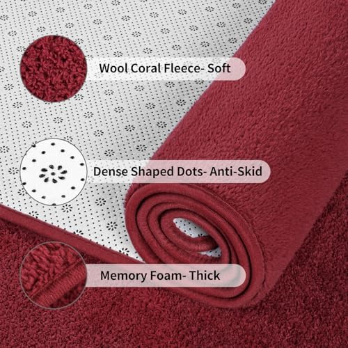 FlyDOIT Area Rugs for Bedroom Living Room, 6x9 Rose Red Super Soft Comfy Thickened Memory-Foam Indoor Carpets, Modern Aesthetic Minimalist Carpet for Boys Girls Adults Apartment Nursery Home Décor - Image 5