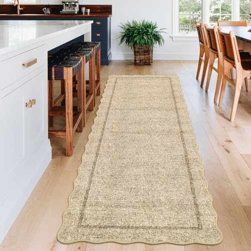 GarveeHome Scalloped Washable 2x8 Runner Modern Non Slip Kitchen Rugs - Image 2