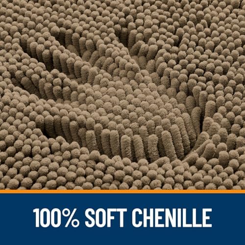 OLANLY Chenille Bathroom Rugs Sets 3 Piece, 47"x20"+24"x16"+24"x20", Tan - Image 2
