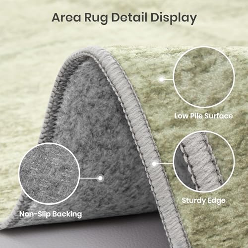 Valenrug Washable Rugs 5x7, Non Slip Large Area Rugs for Living Room, Green - Image 4